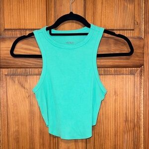 Wild Fable Green Ribbed Crop Tank Top – Scalloped Raw Hem – Women’s Small
